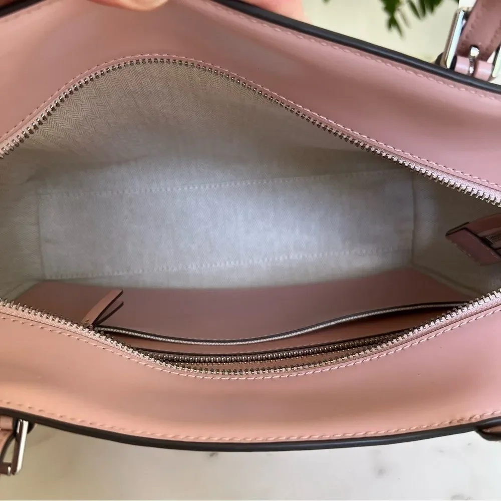 NWT Tory Burch Emerson Small Tote Clay Pink Patent Leather Shoulder Crossbody